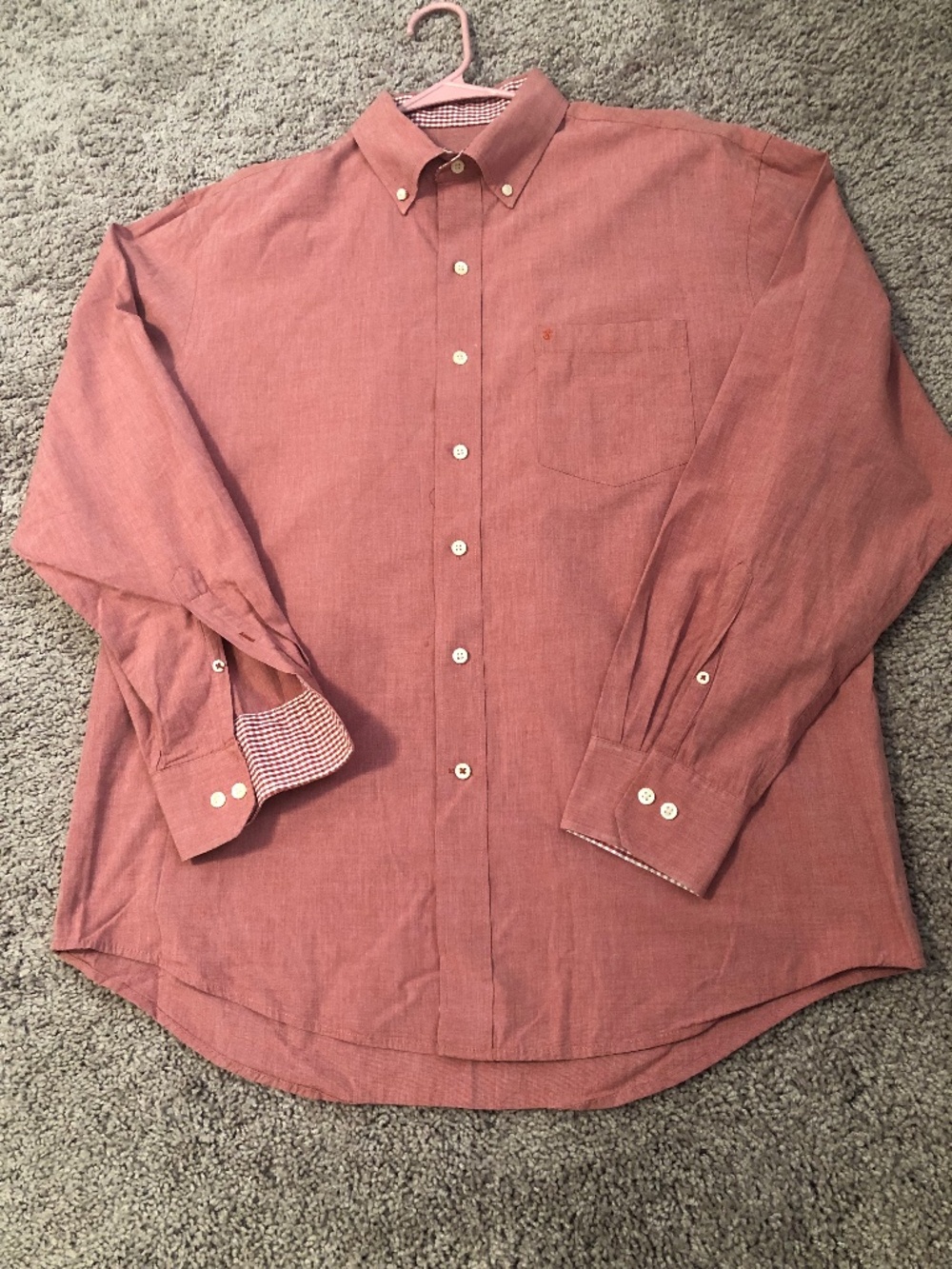 IZOD Mens Coral Button Down Long Sleeve Shirt size L